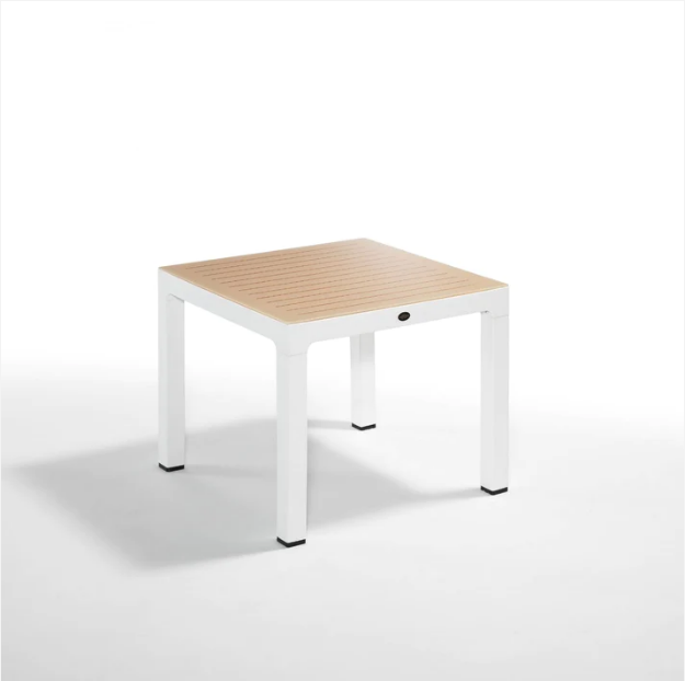 Wood Masa 90x90 Çizgili Camlı Masa